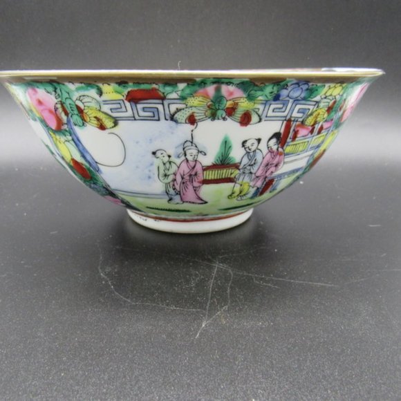 ROSE FAMILLE 7" ASIAN PORCELAIN BOWL - Picture 4 of 6